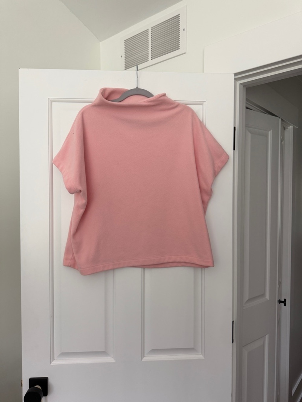 Dudley Stephens Light Pink Short Sleeve Funnel Neck Top-Terry cloth